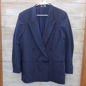 Vtg Foreman Clark Men formal dark grey Doublebreasted wool sport suit Jacket R40